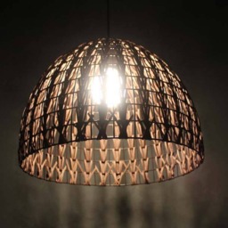 Brown Rattan Sphere Pendant Light, Woven Ceiling Lamp - thumbnail 2