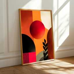 Abstract Circles Wall Art Print - Modern Geometric, Orange Red Pink Teal - Poster Only - thumbnail 3