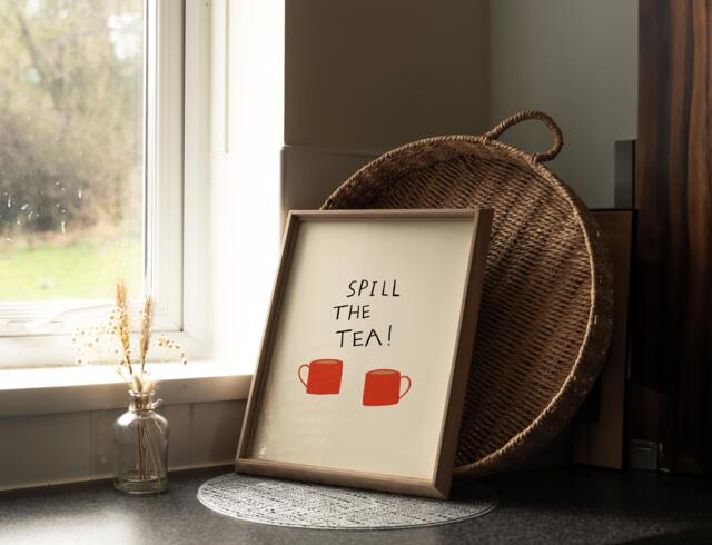 Spill The Tea Unframed Print - Kitchen Prints Decor Drink Art Poster Gifts Funny - image 1