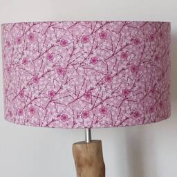 Lampshade - Pendant Light With Seigaiha Wave & Pink Cherry Blossom Motifs, Ideal Christmas Or Birthday Gift - thumbnail 2