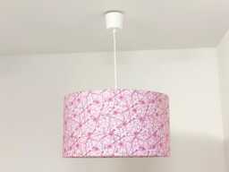 Lampshade - Pendant Light With Seigaiha Wave & Pink Cherry Blossom Motifs, Ideal Christmas Or Birthday Gift - thumbnail 1
