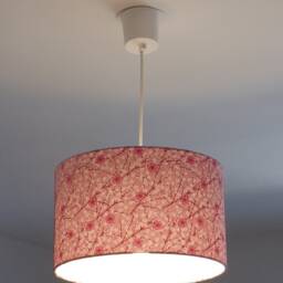 Lampshade - Pendant Light With Seigaiha Wave & Pink Cherry Blossom Motifs, Ideal Christmas Or Birthday Gift - thumbnail 3