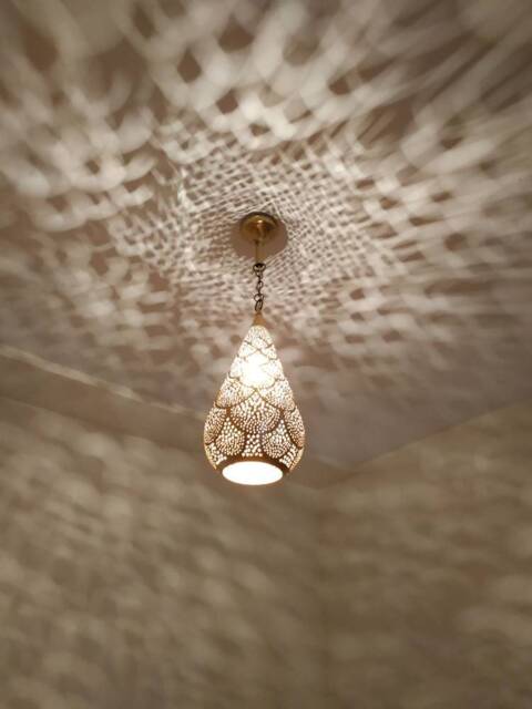 Moroccan Brass Pendant Light Open Drop Ceiling Lamp, Copper Lighting - image 1
