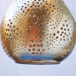 Moroccan Brass Pendant Light Open Drop Ceiling Lamp, Copper Lighting - thumbnail 4
