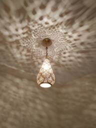 Moroccan Brass Pendant Light Open Drop Ceiling Lamp, Copper Lighting - thumbnail 1