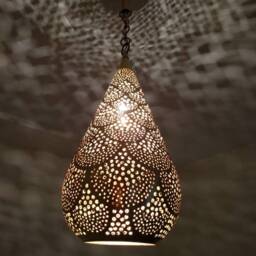 Moroccan Brass Pendant Light Open Drop Ceiling Lamp, Copper Lighting - thumbnail 3