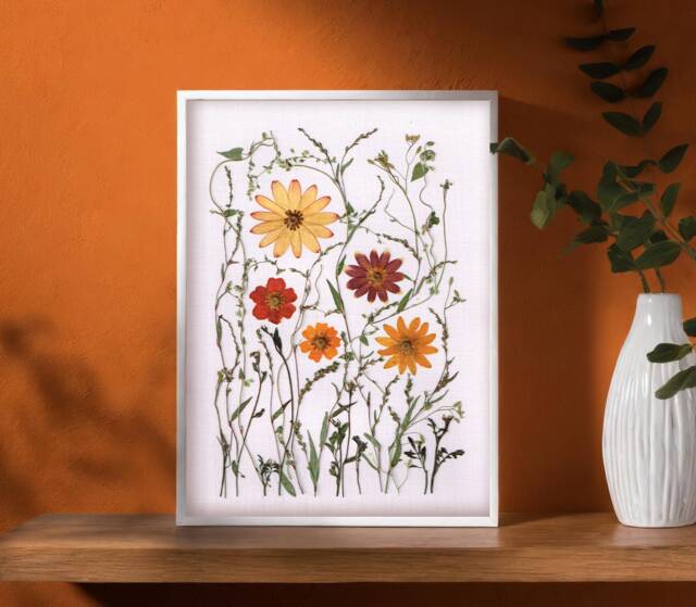 Pressed Flower Wall Art, Dried Handmade Home Decor, Flower Gifts For Her - image 1