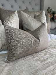 Bronze Gold Shimmer Scatter Cushion Cover 12x20 - Luxury Pillow Case, Textured Ontario Mole Fabric - thumbnail 1