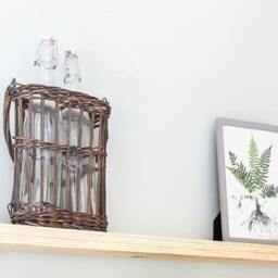 Floating Extra Narrow Shelf 10cm With Keyhole Fixings, Custom Size, Reclaimed Solid Wood, For Brick Masonry Wall - thumbnail 2