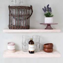 Floating Extra Narrow Shelf 10cm With Keyhole Fixings, Custom Size, Reclaimed Solid Wood, For Brick Masonry Wall - thumbnail 3