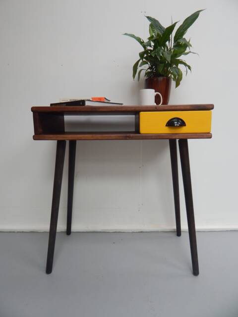 Console Table/ Entry Standing Desk/Hall Table Reclaimed Wood Scandi Tapered Legs Bespoke Rustic F&b Mid Century - image 1