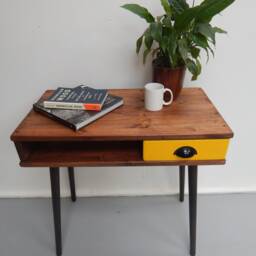 Console Table/ Entry Standing Desk/Hall Table Reclaimed Wood Scandi Tapered Legs Bespoke Rustic F&b Mid Century - thumbnail 3