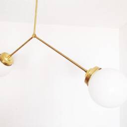 Brass Modern Ceiling Light - Twin Arm Minimalist Dining Living Room Globe Shades Kitchen Bathroom Bedroom Lighting Ul Listed - thumbnail 2