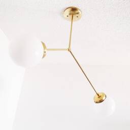 Brass Modern Ceiling Light - Twin Arm Minimalist Dining Living Room Globe Shades Kitchen Bathroom Bedroom Lighting Ul Listed - thumbnail 3