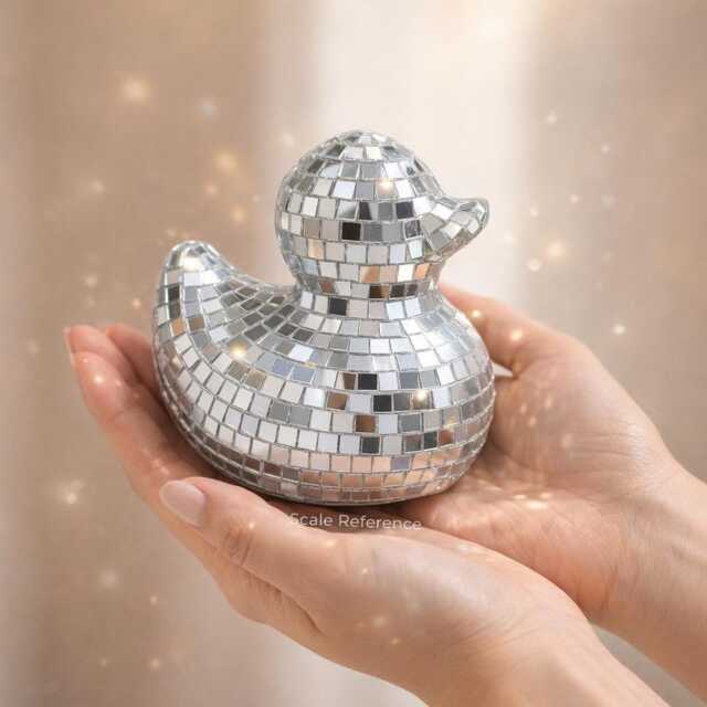 Mirror Mosaic Disco Duck - Silver Sparkle Decor Glam Statement Piece Add Name Option Fun Gift For Her - image 1