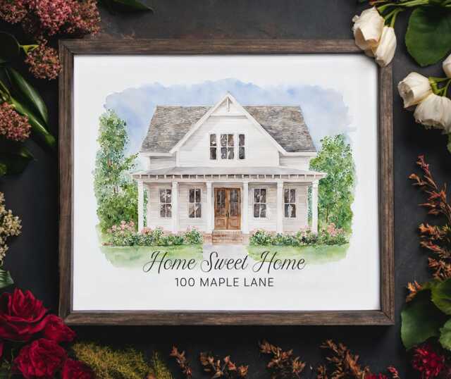 Custom Home Portrait, Watercolor House Painting, Realtor Gift, Print, Watercolor, Housewarming - image 1