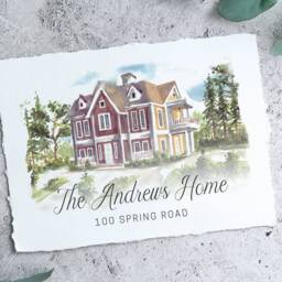 Custom Home Portrait, Watercolor House Painting, Realtor Gift, Print, Watercolor, Housewarming - thumbnail 2