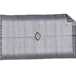 Handmade Striped Cotton Area Rug Stone Washed Grey Kilim Dhurrie - thumbnail 4