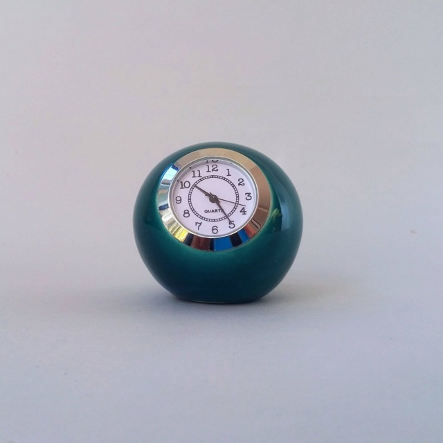 Turquoise Ceramic Ball Desk Clock Retro Table Clock & Decor - image 1