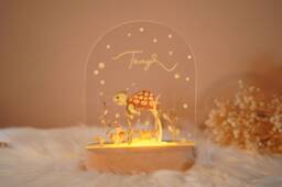 Personalized Animal Night Light Handmade Beech Wood Rainbow Lamp - thumbnail 1