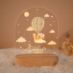 Personalized Animal Night Light Handmade Beech Wood Rainbow Lamp - thumbnail 2