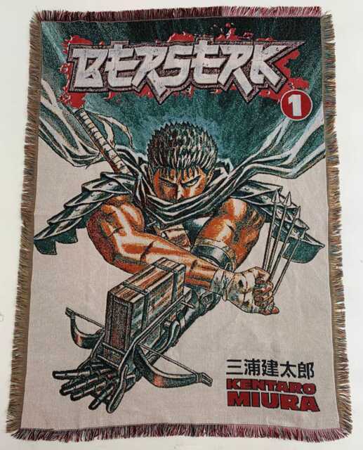 Berserk Guts Woven Blanket - Handmade Cotton Anime Tapestry, Dark Fantasy Manga Wall Art - image 1