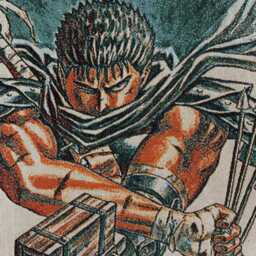 Berserk Guts Woven Blanket - Handmade Cotton Anime Tapestry, Dark Fantasy Manga Wall Art - thumbnail 4