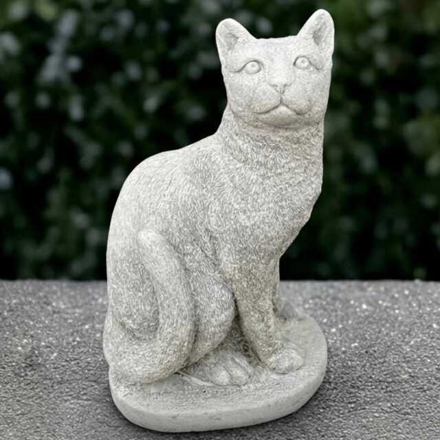 Large White Cat Statue Concrete Kitten Figurine Cement Animal Decoration Handmade Kitty Ornament Art Front Door - image 1