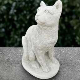 Large White Cat Statue Concrete Kitten Figurine Cement Animal Decoration Handmade Kitty Ornament Art Front Door - thumbnail 3