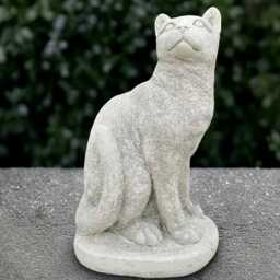 Large White Cat Statue Concrete Kitten Figurine Cement Animal Decoration Handmade Kitty Ornament Art Front Door - thumbnail 4