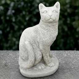 Large White Cat Statue Concrete Kitten Figurine Cement Animal Decoration Handmade Kitty Ornament Art Front Door - thumbnail 1