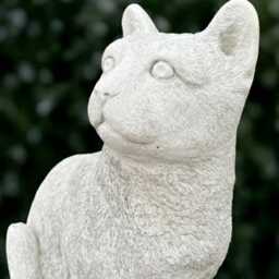 Large White Cat Statue Concrete Kitten Figurine Cement Animal Decoration Handmade Kitty Ornament Art Front Door - thumbnail 2