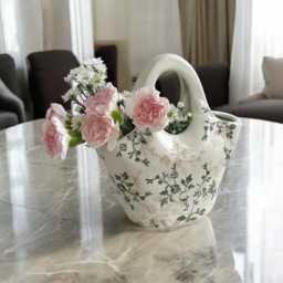 White Ceramic Wild Flower Vase, Bag Vase For Dried Flower, Unique Home Gift, Artisan Style, House Warming, Present - thumbnail 1