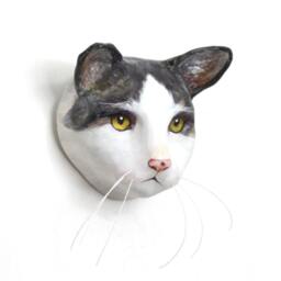 Kitty/Custom Cat Face Portrait Cat Wall Mount, Art Sculpture, Faux Taxidermy - thumbnail 2