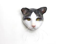Kitty/Custom Cat Face Portrait Cat Wall Mount, Art Sculpture, Faux Taxidermy - thumbnail 1