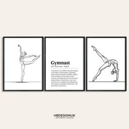 Minimalist Gymnast Poster Set - 3 Gymnastics Prints - Illustration Artwork Girls Room Gymnastic Hanging Gifts Bedroom Wall Art Print - thumbnail 1