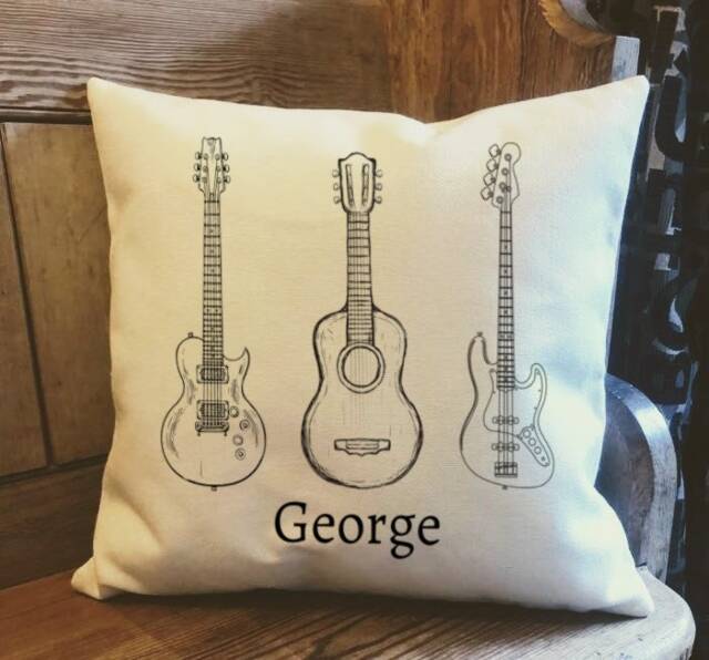 Personalised Guitar Country Canvas Cushion - Customised Linen Cover With Inner Filler Electric Guitar Gift - image 1