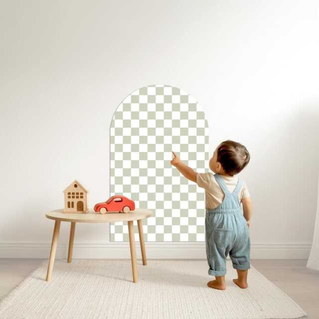 Removable Check Magnetic Arch Chalk Board Wall Sticker - image 1