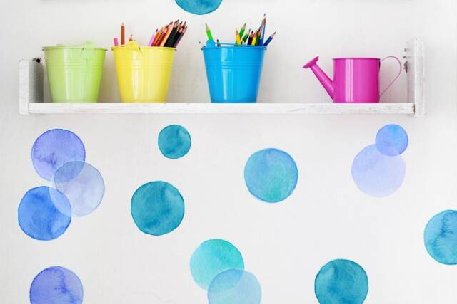 Wall Decals Watercolor Circles, Shades Of Blue, Tile Decals, Furniture Hand-Painted Dot Home D??cor - image 1