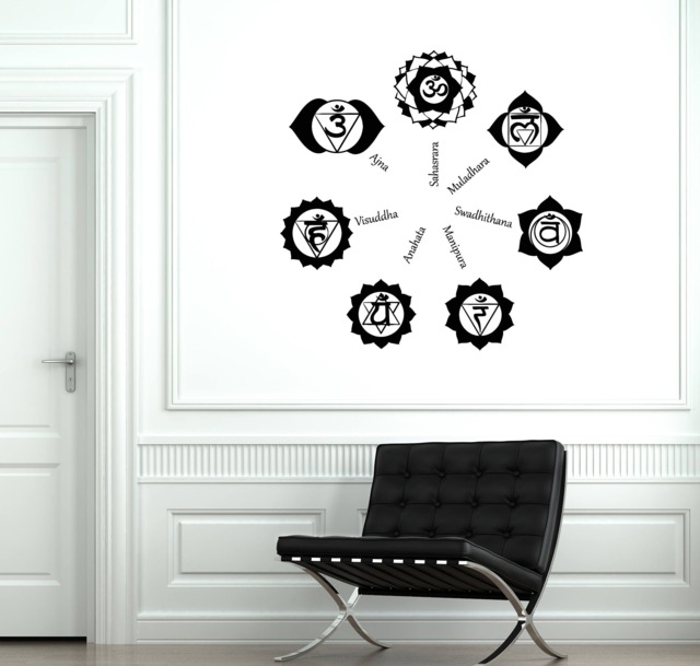 Chakras Vinyl Wall Decal Hinduism Lotus Buddhism Yoga & Meditation Room Decor For Wellness Spaces Center Stickers Mural - #2637Di - image 1