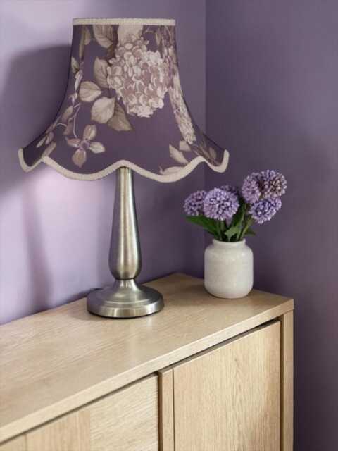 Purple Floral Hydrangea Lampshade With Cream Braid Handmade For Ceiling Lights, Table & Floor Standard Lamp Shades - image 1