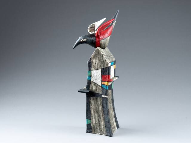 Colorful Ceramic Bird Sculpture - Hand-Built House Art Object - image 1