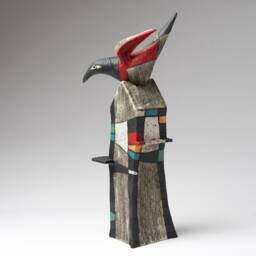 Colorful Ceramic Bird Sculpture - Hand-Built House Art Object - thumbnail 4