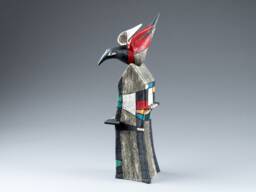 Colorful Ceramic Bird Sculpture - Hand-Built House Art Object - thumbnail 1