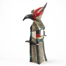 Colorful Ceramic Bird Sculpture - Hand-Built House Art Object - thumbnail 2