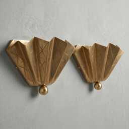 Art Deco Brass Wall Sconce - Fluted Fan Vintage Style Lighting - thumbnail 2
