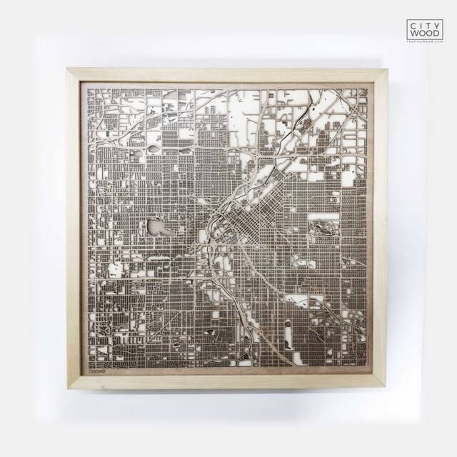 Denver Wooden Map Art - Laser Cut City Streets, Framed Wall Decor - image 1