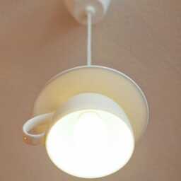 Porcelain Teacup Pendant Light - Cafe Lighting Coffee Shop Lamp - thumbnail 3