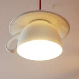 Porcelain Teacup Pendant Light - Cafe Lighting Coffee Shop Lamp - thumbnail 2