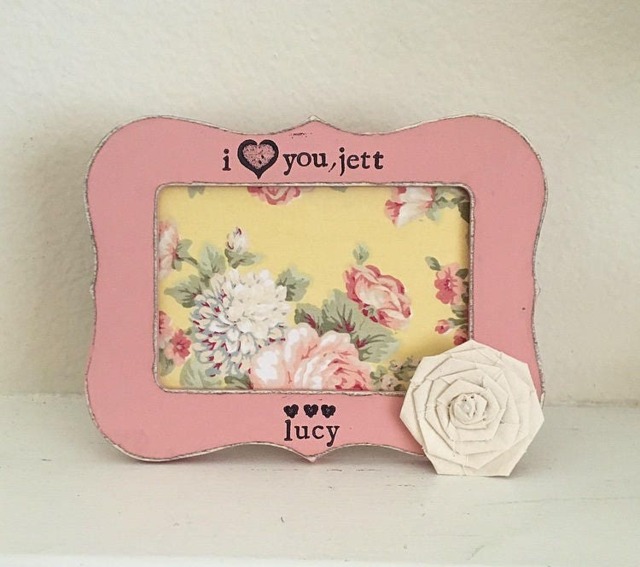 Personalized Picture Frame Hand Stamped, Distressed Vintage Style - image 1